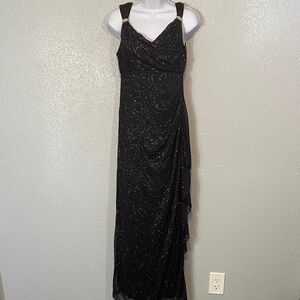 Y2K R&M Richards Sparkling Silver & Black Maxi Dress